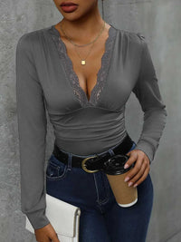Perfee Lace Detail Plunge Long Sleeve Bodysuit 100100229596543 27 Affordable Fashion Under $100 Jerry's Apparel 