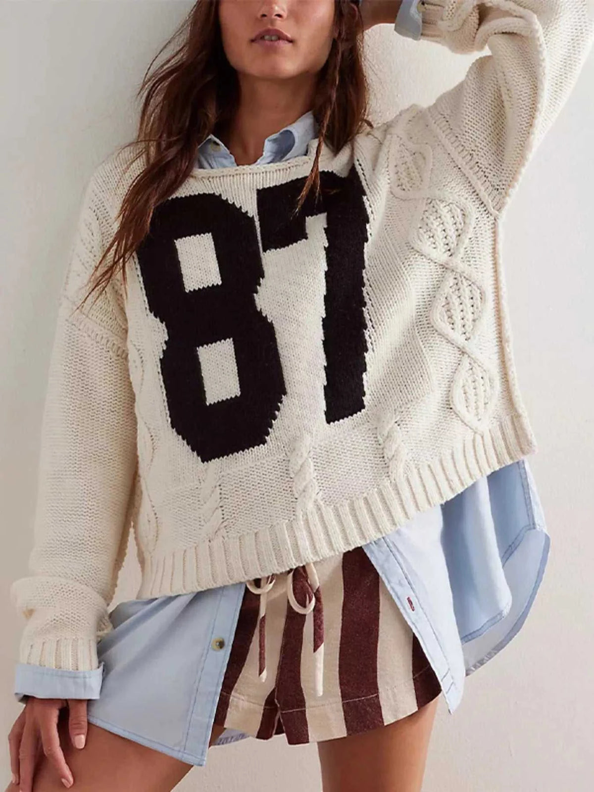 87 Number Cable-Knit Sweater 100100339024301 49 Affordable Fashion Under $100 Jerry's Apparel 