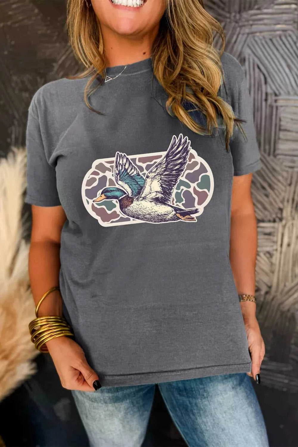Graphic Round Neck Short Sleeve T-Shirt 100100762201784 32 Affordable Fashion Under $100 Jerry's Apparel 