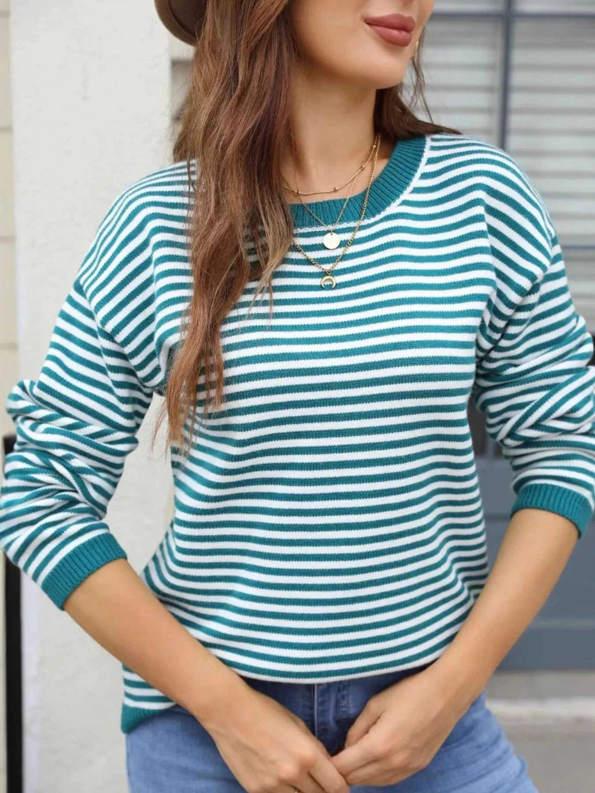 Striped Round Neck Sweater 100100080284743 49 Affordable Fashion Under $100 Jerry's Apparel 