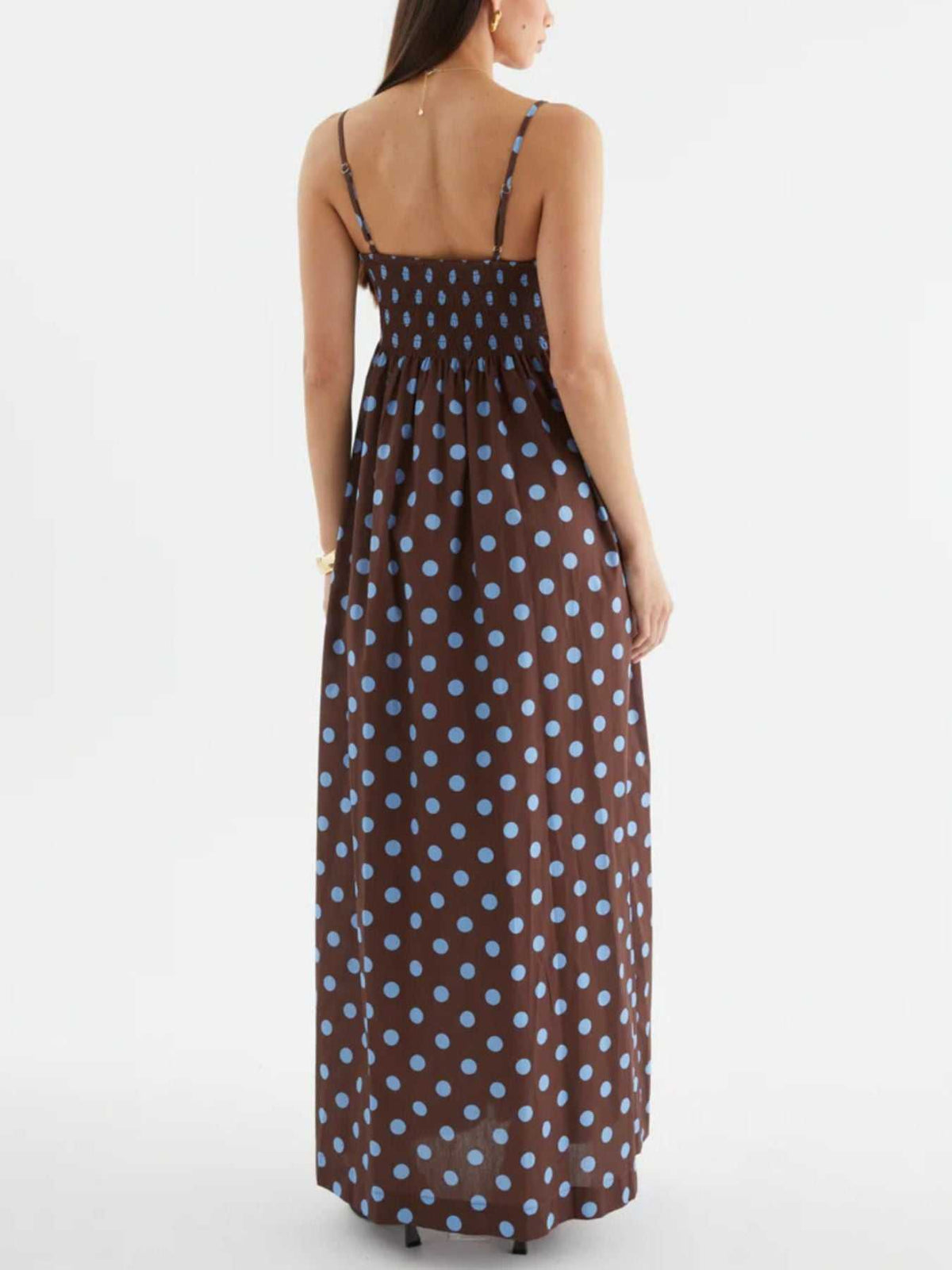 Polka Dot Pleated Detail Maxi Dress 100100737437161 50 Affordable Fashion Under $100 Jerry's Apparel 