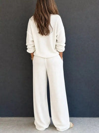 Waffle Knit Button Detail Top and Pants Set 101001629020741 57 Gifts for Her Jerry's Apparel 