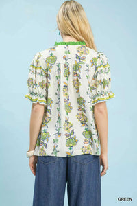 Umgee Abstract Border Print V-Neck Top 100100819041988 51 Affordable Fashion Under $100 Jerry's Apparel 