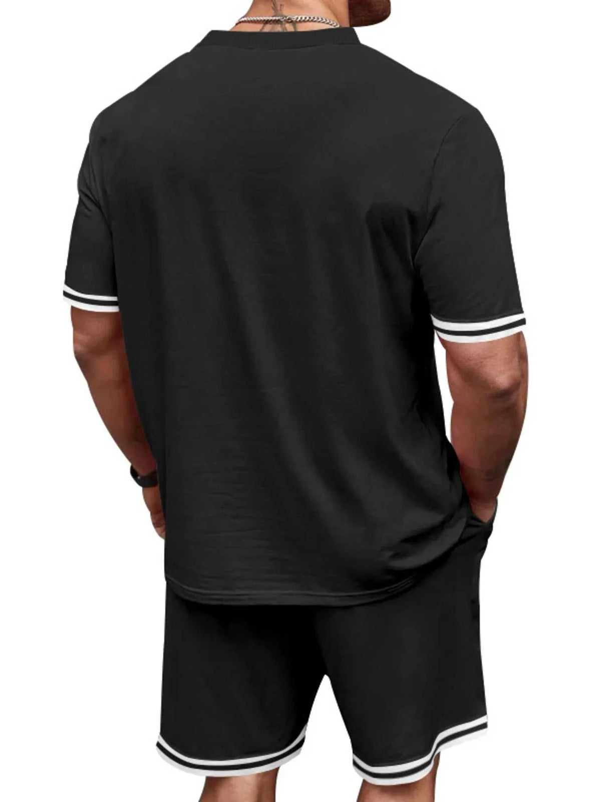 Men's Full Size Striped Short Sleeve Tee and Shorts Set Plus Size 100400468478831 33 Affordable Fashion Under $100 Jerry's Apparel 