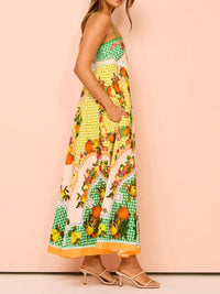 Fruit Print Square Neck Maxi Cami Dress