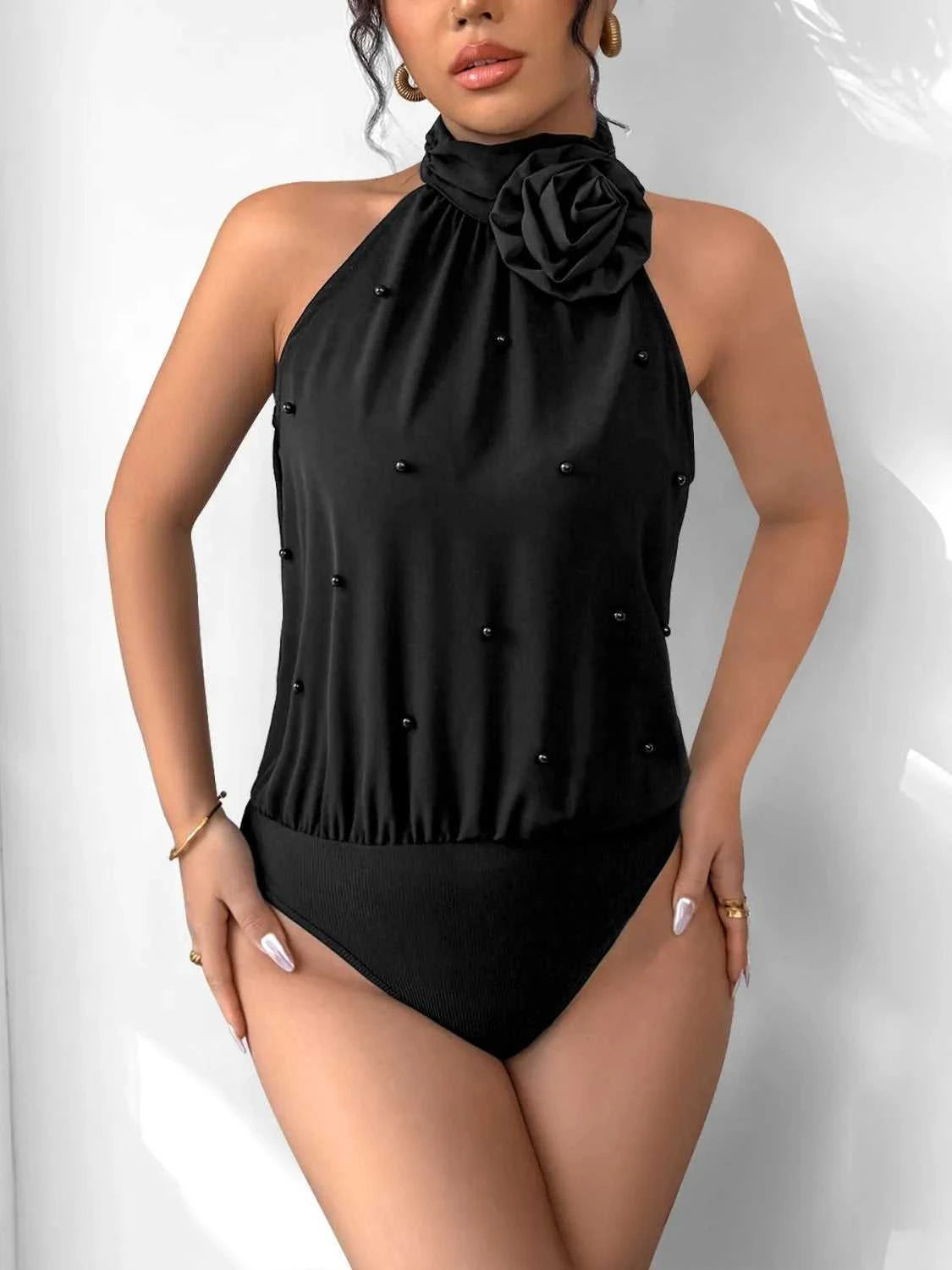 3D Flower Grecian Neck Bodysuit 100100320791100 25 Affordable Fashion Under $100 Jerry's Apparel 
