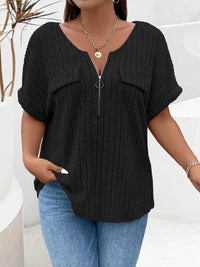 Plus Size Half Zip Short Sleeve T-Shirt 100100839821428 27 Affordable Fashion Under $100 Jerry's Apparel 