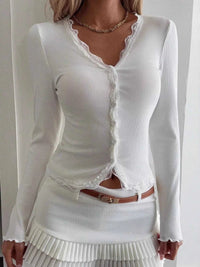 Lace Trim Long Sleeve Top 100100696599078 30 Affordable Fashion Under $100 Jerry's Apparel 