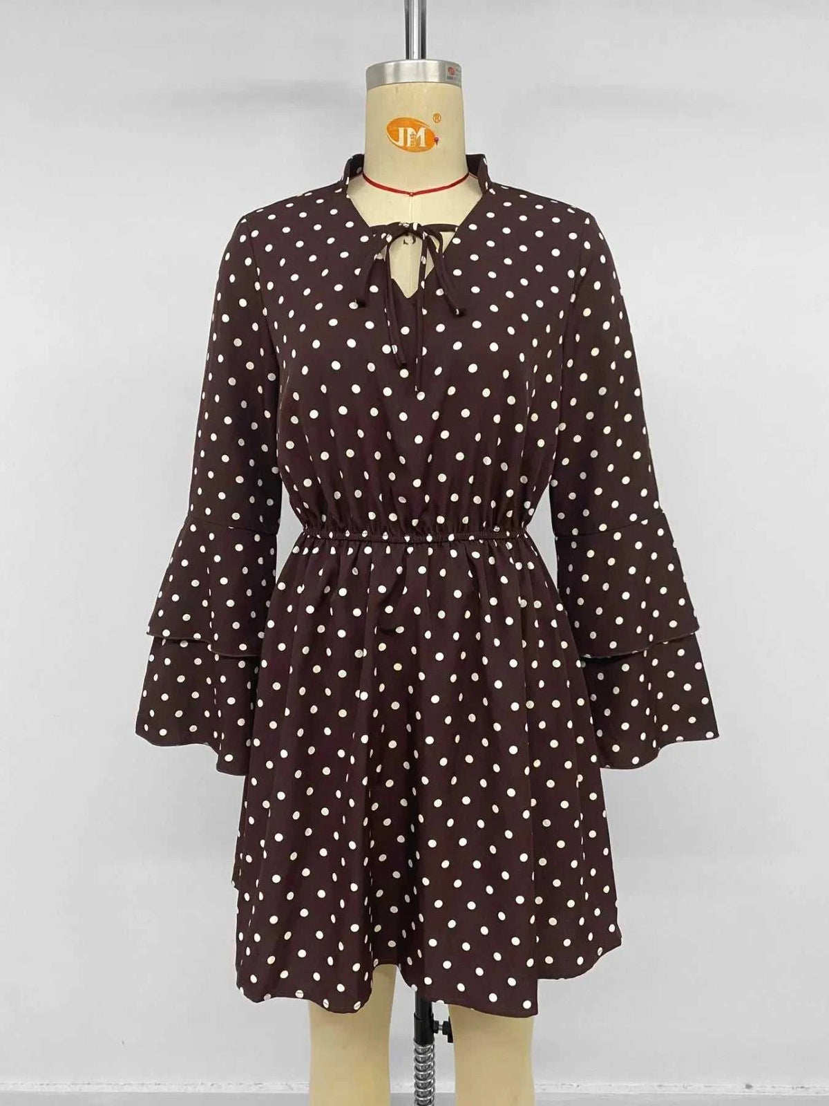 Polka Dot Flare Sleeve Tie Neck Dress 100100463359157 40 Affordable Fashion Under $100 Jerry's Apparel 