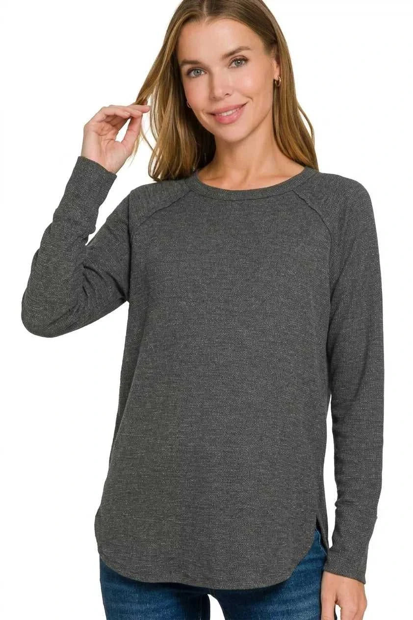 Zenana Baby Waffle Long Sleeve Top 100100118111862 21 Gifts for Her Jerry's Apparel 