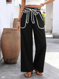 Crochet Trim Tie Waist Wide Leg Pants 100100132087397 35 Affordable Fashion Under $100 Jerry's Apparel 