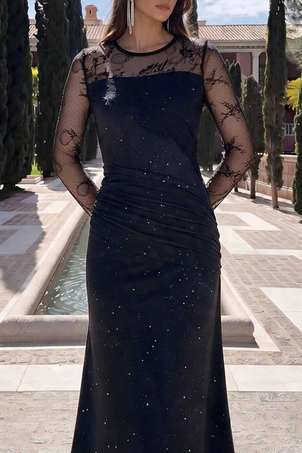Glitter Mesh Long Sleeve Maxi Dress 101001398901391 37 Affordable Fashion Under $100 Jerry's Apparel 