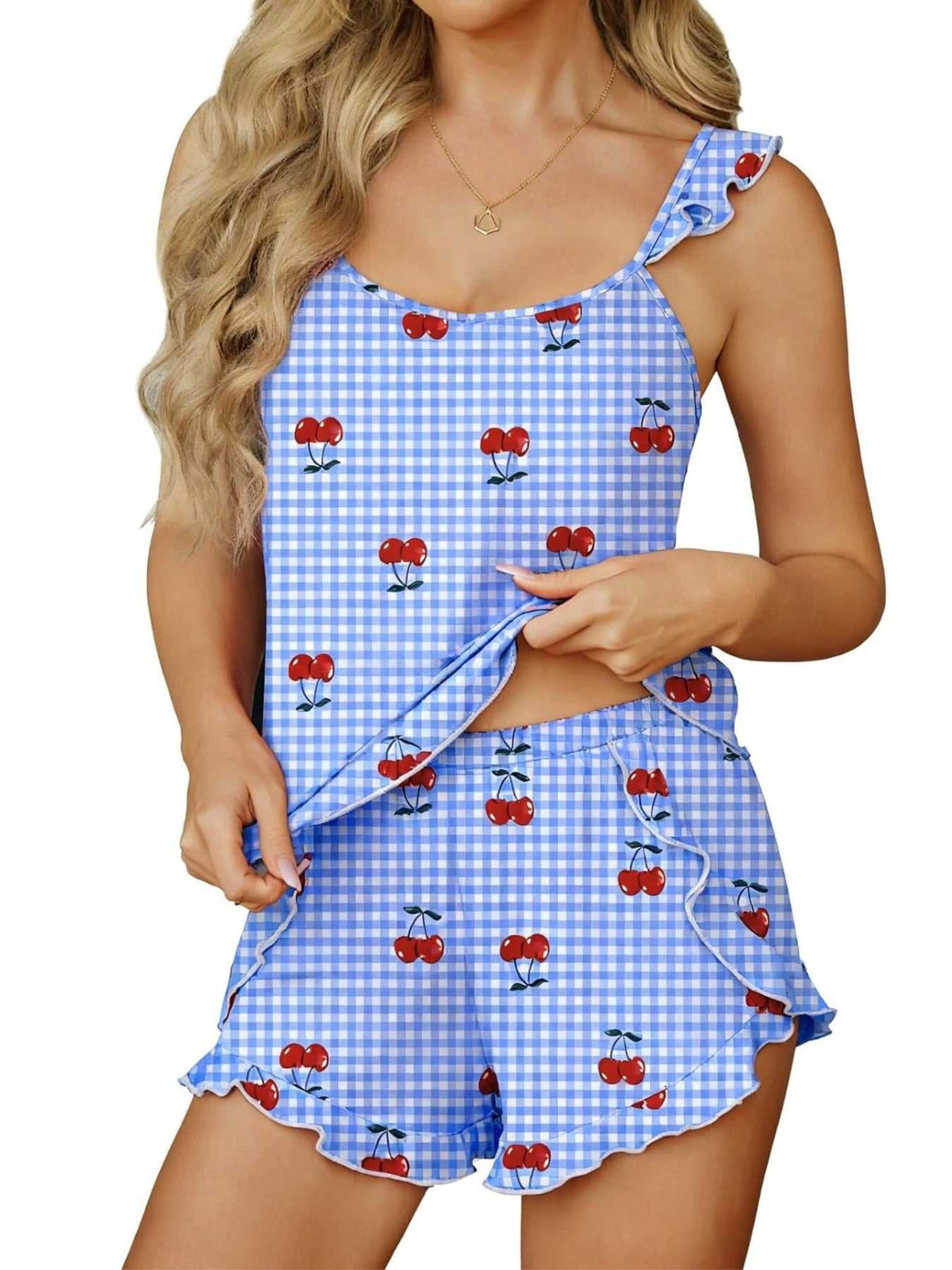 Ruffled Printed Cami and Shorts Set 100100909781199 31 Affordable Fashion Under $100 Jerry's Apparel 