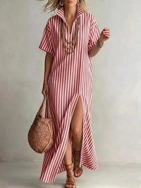 Full Size Striped Maxi Dress with Side Slit Plus SIze 100100680865570 32 Affordable Fashion Under $100 Jerry's Apparel 