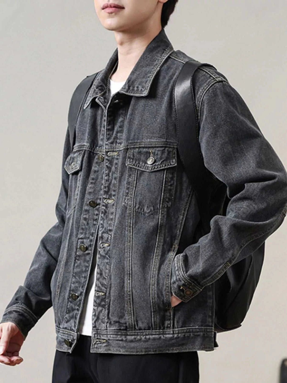Men's Full Size Classic Washed Denim Jacket with Chest Pockets Plus Size 100400596794258 72 Affordable Fashion Under $100 Jerry's Apparel 