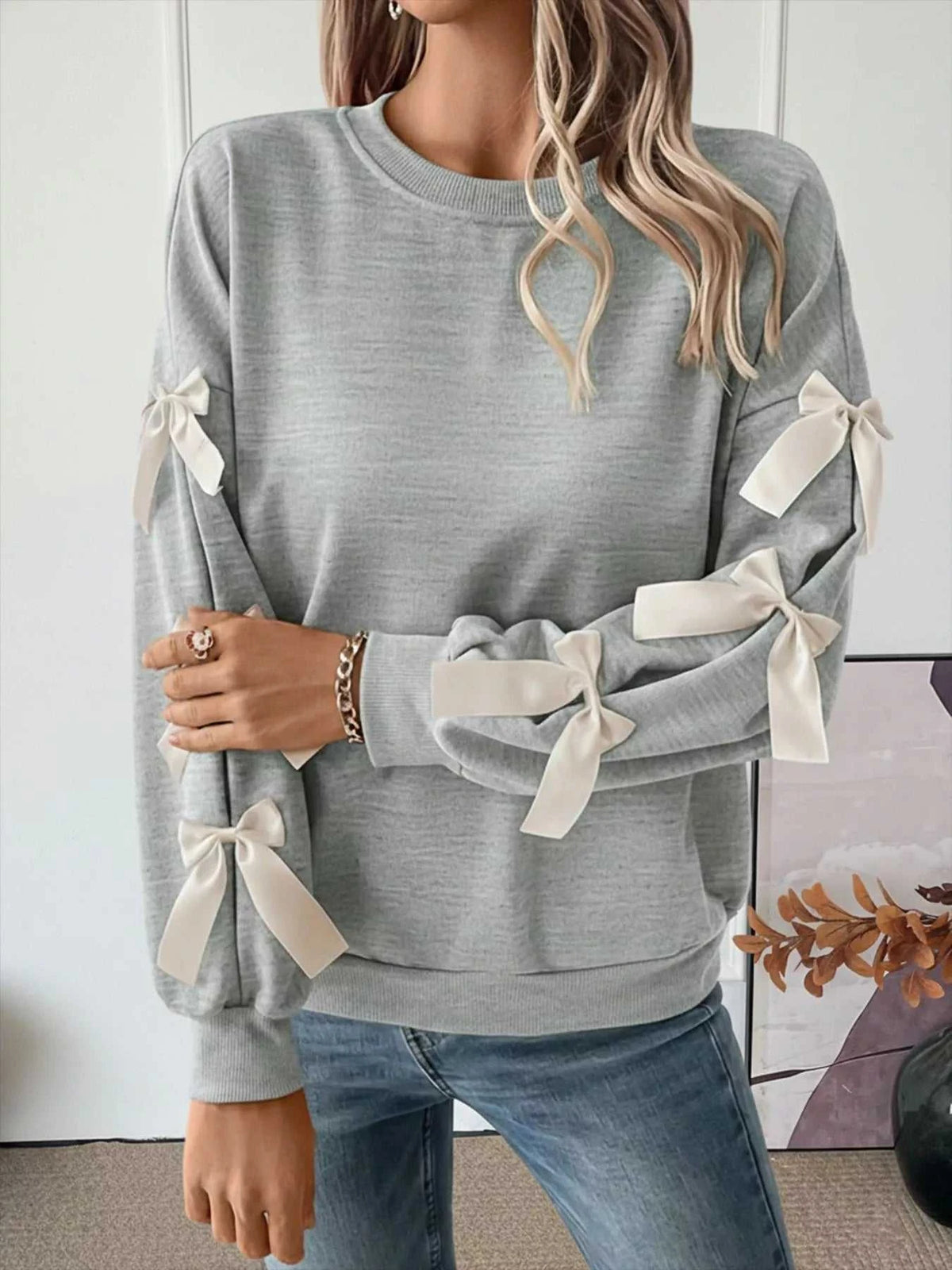 Bowknot Sleeve Round Neck Sweatshirt 100100401151060 31 Affordable Fashion Under $100 Jerry's Apparel 