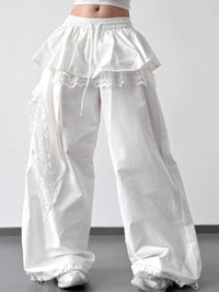 Lace Ruffled Wide Leg Pants