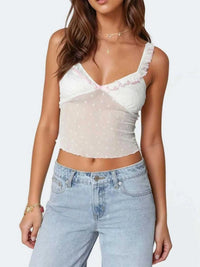 Ruffle Trim Swiss Dot Cami Top 100100152099209 31 Affordable Fashion Under $100 Jerry's Apparel 