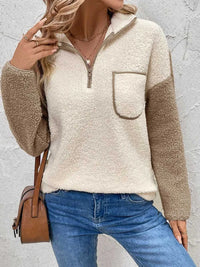 Perfee Contrast Half Zip Long Sleeve Sweatshirt 100100315381890 46 Affordable Fashion Under $100 Jerry's Apparel 