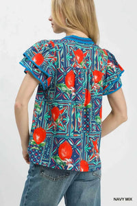 Umgee Abstract Print Flutter Sleeve Blouse 100100177261889 49 Affordable Fashion Under $100 Jerry's Apparel 