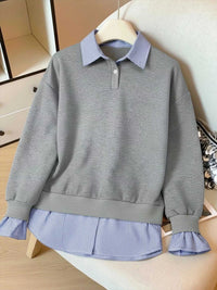 Striped Collar Long Sleeve Fake Two Piece Sweatshirt 100100225082825 39 Affordable Fashion Under $100 Jerry's Apparel 