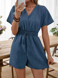 Casual V-Neck Elastic Waist Romper 100100707516722 32 Affordable Fashion Under $100 Jerry's Apparel 
