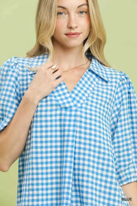 Umgee Gingham Puff Sleeve Collared Blouse 100100241201981 45 Affordable Fashion Under $100 Jerry's Apparel 