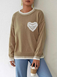 Lace Heart Contrast Trim Sweater 101002229770019 36 Affordable Fashion Under $100 Jerry's Apparel 