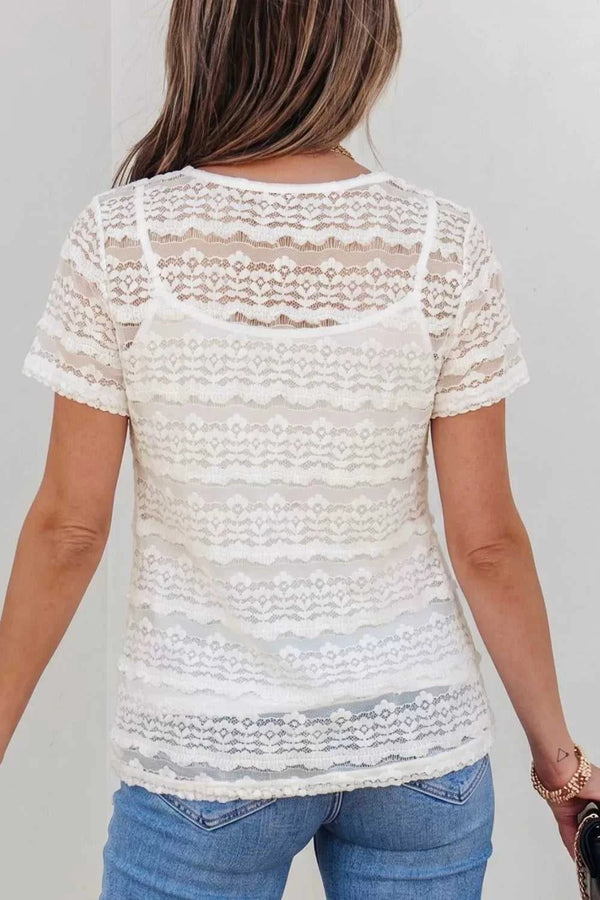 Sheer Lace Short Sleeve Top 100100355419520 26 Affordable Fashion Under $100 Jerry's Apparel 