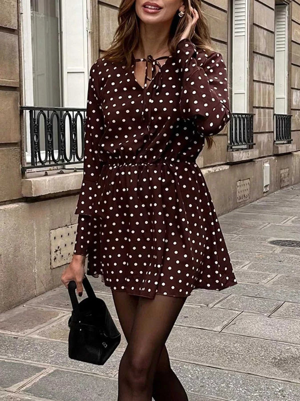 Polka Dot Long Sleeve Mini Dress 100100382471133 32 Affordable Fashion Under $100 Jerry's Apparel 