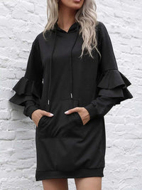 Ruffled Drawstring Long Sleeve Hooded Dress 100100539280670 42 Affordable Fashion Under $100 Jerry's Apparel 
