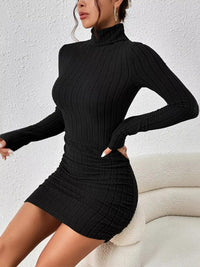 Christmas Outfit Turtleneck Ribbed Bodycon Knit Dress 101002016324235 30 Affordable Fashion Under $100 Jerry's Apparel 