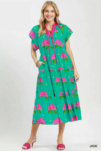 Umgee Hydrangea Print Tiered Midi Dress 100100277081255 66 Affordable Fashion Under $100 Jerry's Apparel 