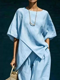 Full Size Asymmetric Top and Wide-Leg Pants Set Plus Size 101001701257915 41 Affordable Fashion Under $100 Jerry's Apparel 