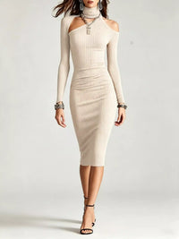 Cold-Shoulder Turtleneck Ribbed Knit Dress 101002903850949 34 Affordable Fashion Under $100 Jerry's Apparel 