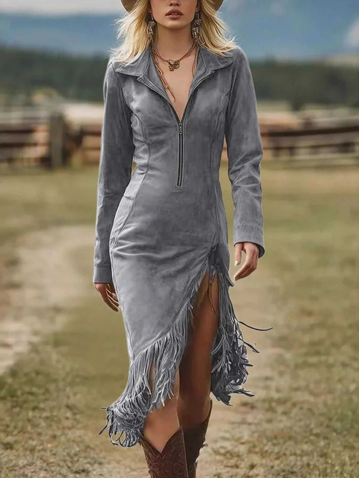 Full Size Fringe Hem Zip Front Bodycon Dress Plus Size 100100995904931 49 Affordable Fashion Under $100 Jerry's Apparel 