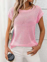 Openwork Round Neck Short Sleeve Knit Cover Up 100100244781953 22 Affordable Fashion Under $100 Jerry's Apparel 