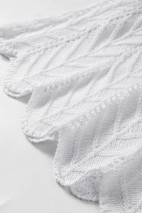Tie Straps Wave Stripes Textured Eyelet Knitted Vest