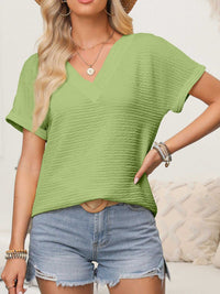 Textured Wide Sleeve V Neck T Shirt 100100453800555 22 Affordable Fashion Under $100 Jerry's Apparel 