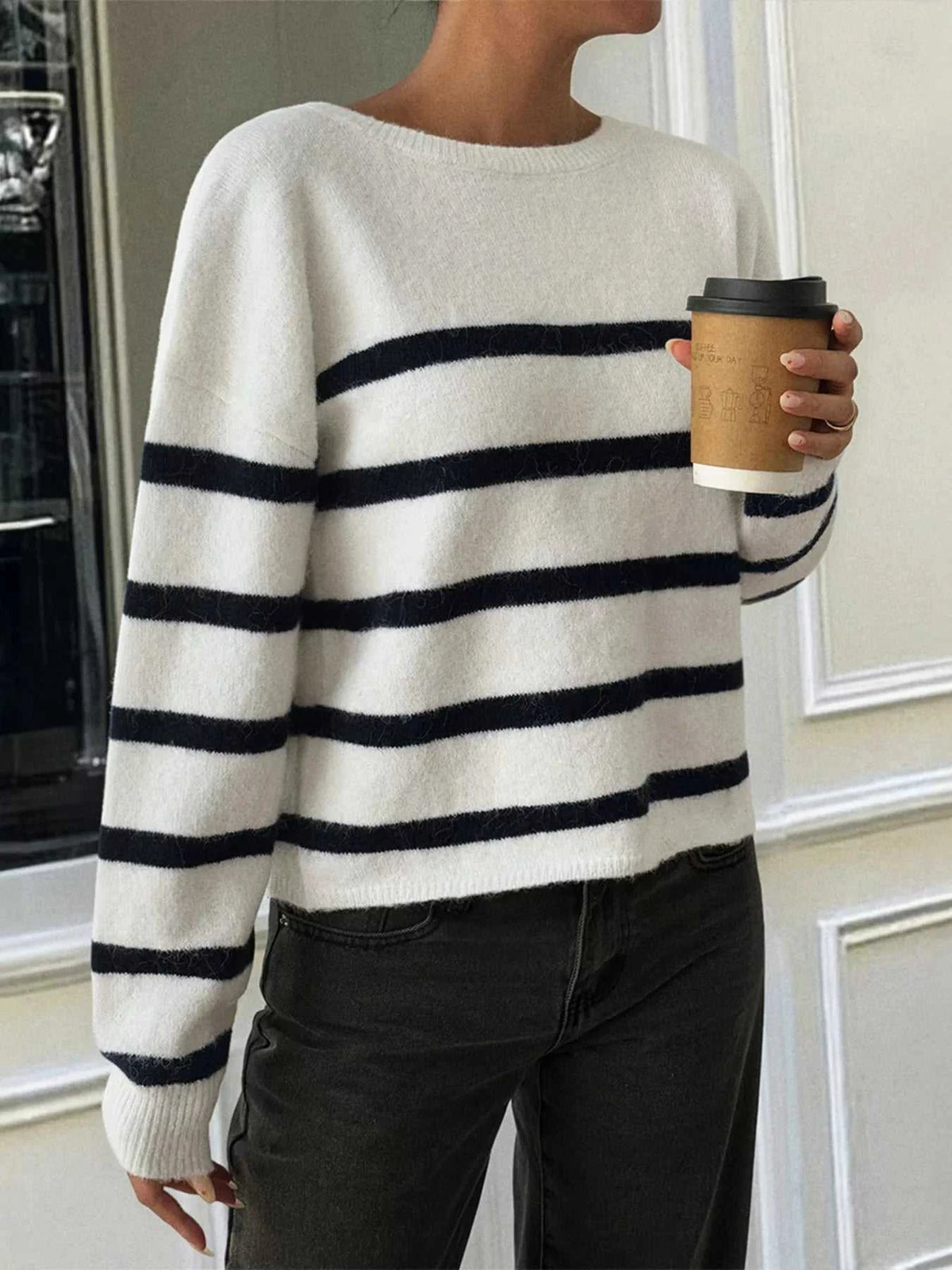 Striped Round Neck Long Sleeve Knit Top 100100967262973 46 Affordable Fashion Under $100 Jerry's Apparel 