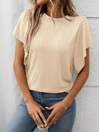 Round Neck Flutter Sleeve T-Shirt 100100468281947 23 Affordable Fashion Under $100 Jerry's Apparel 