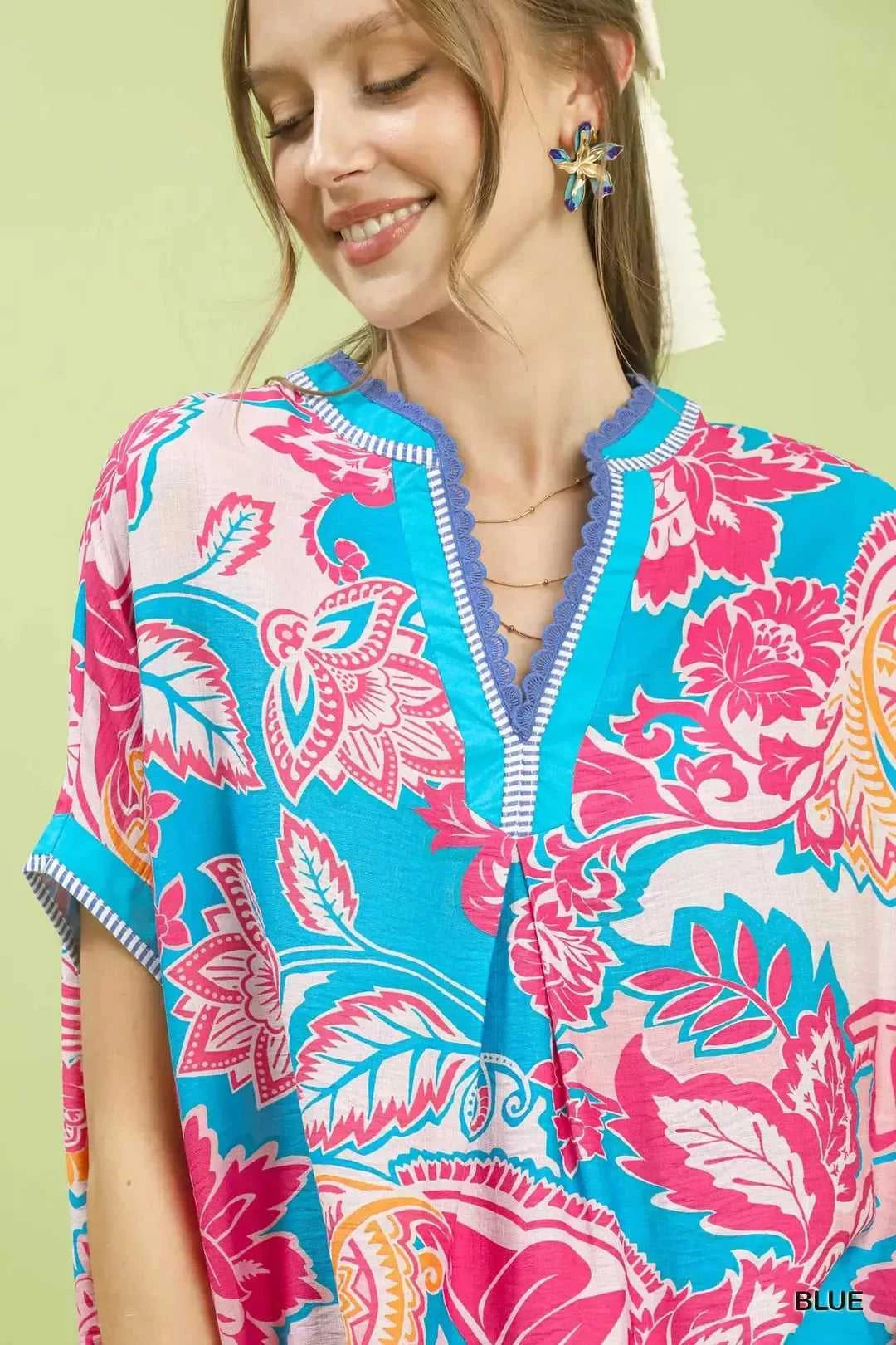 Umgee Abstract Print Oversized Top 100100141541589 47 Affordable Fashion Under $100 Jerry's Apparel 