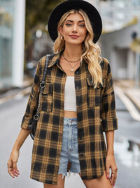 Lovelet Plaid Collared Neck Button Down Jacket