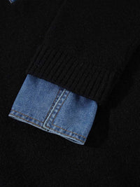 Denim Patchwork Collar Cuffed Casual Sweater 101002510428172 77 Women's Sweaters and Knitwear Jerry's Apparel 