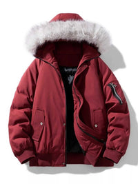 Men's Plus Size Faux Fur Hooded Padded Bomber Jacket 100400528967580 116 Fashion Forward Plus Size Clothing Jerry's Apparel 