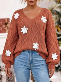 Snowflake Textured V-Neck Sweater 101002212171336 40 Affordable Fashion Under $100 Jerry's Apparel 