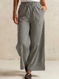Gingham Print Wide Leg Casual Pants 100100684069548 30 Affordable Fashion Under $100 Jerry's Apparel 