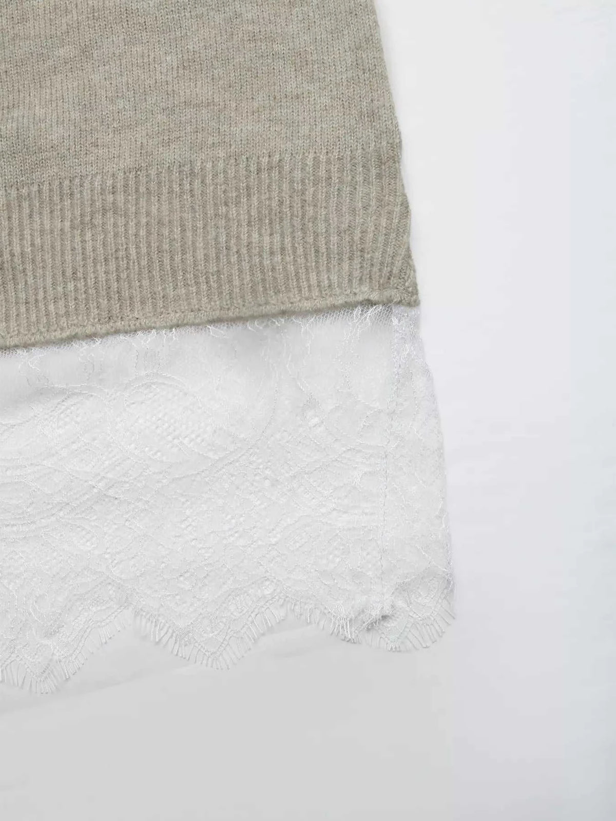 Layered Lace Hem Crew Neck Sweater 101002599371910 59 Affordable Fashion Under $100 Jerry's Apparel 