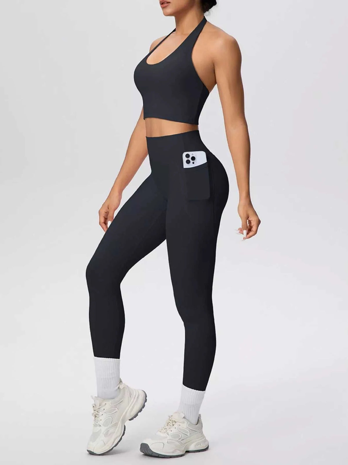 Halter Neck Crop Top and High-Waisted Leggings Active Set 101006684139191 85 Affordable Fashion Under $100 Jerry's Apparel 