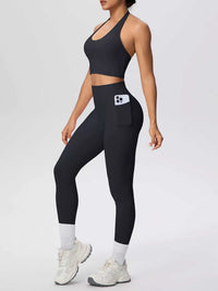 Halter Neck Crop Top and High-Waisted Leggings Active Set 101006684139191 85 Affordable Fashion Under $100 Jerry's Apparel 